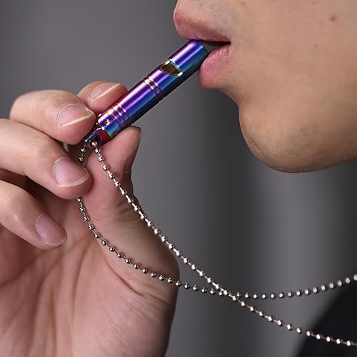 Miniatura 7 de Autuveen Whistle Emergency Titanium Whistle,Survival Loud Whistle Safety Whistle for Kids Women,EDC Signal Whistles Necklace