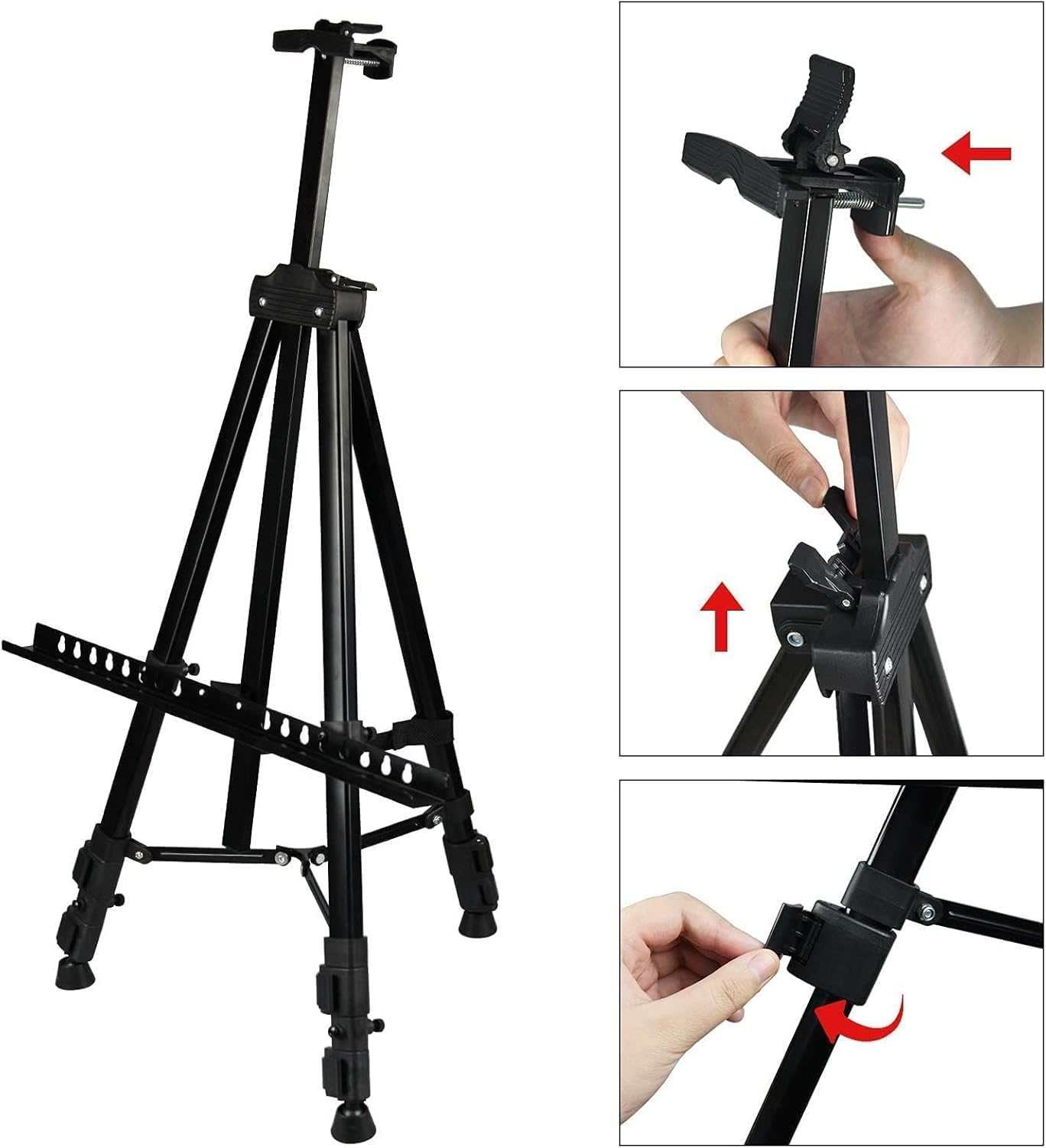 RRFTOK Art Painting Display Easel Stand, 72Inches Metal Portable Adjustable Easels for Painting Canvases Height from 22-72”for Table-Top/Floor Paint and Displaying,Black 2-Pack.