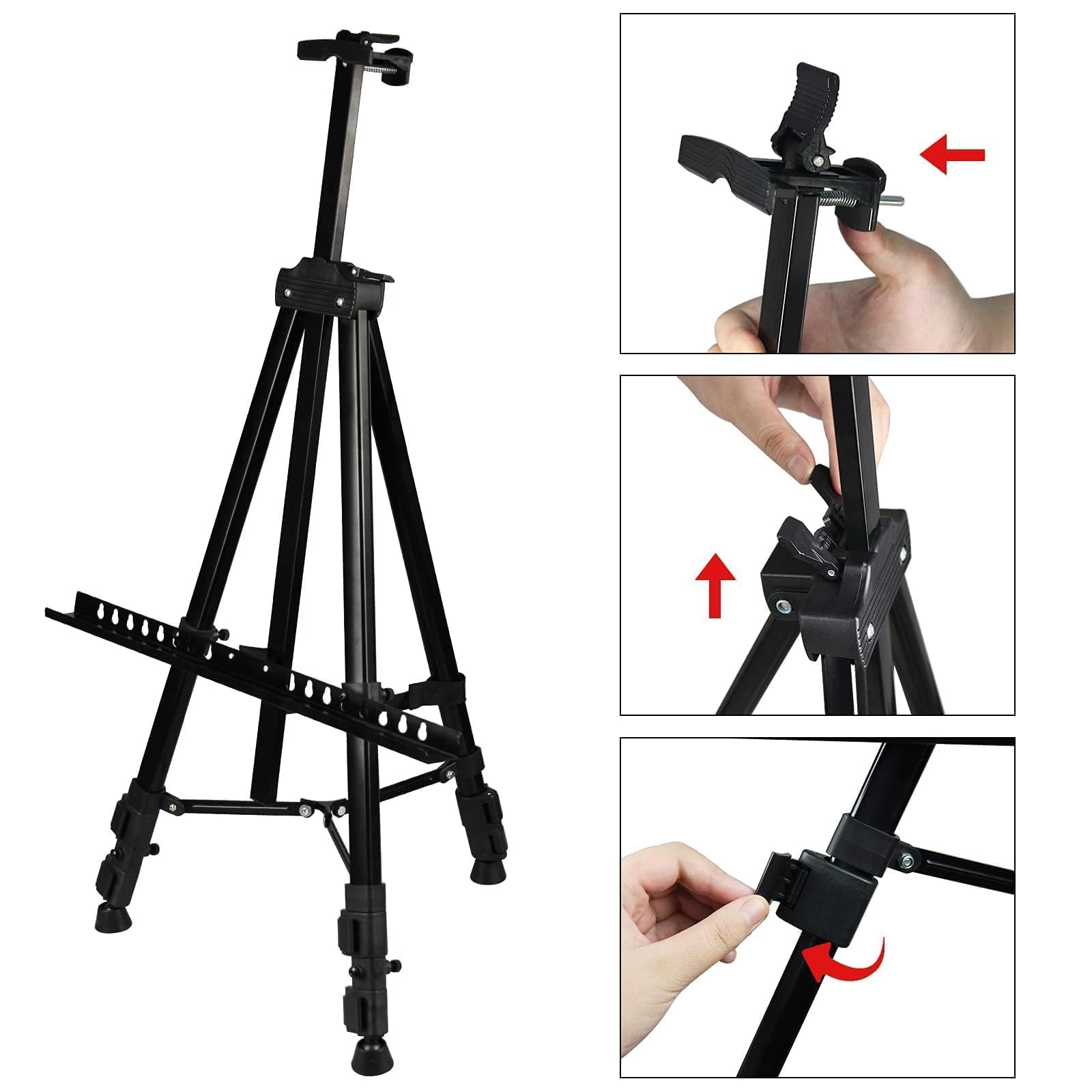 RRFTOK Staffelei mit 2 Ebenen, 183 cm, Metallmaterial, Dreibeinstativ, Kunststaffelei, verstellbare Staffelei zum Malen von Leinwänden, Höhe von 56, für Tisch-/Bodenmalerei, Ausstellen und Zeichnen