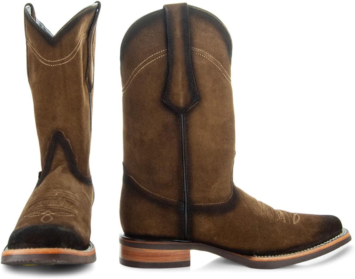 Soto Boots Men's Suede Burnished Cowboy Boots H50037