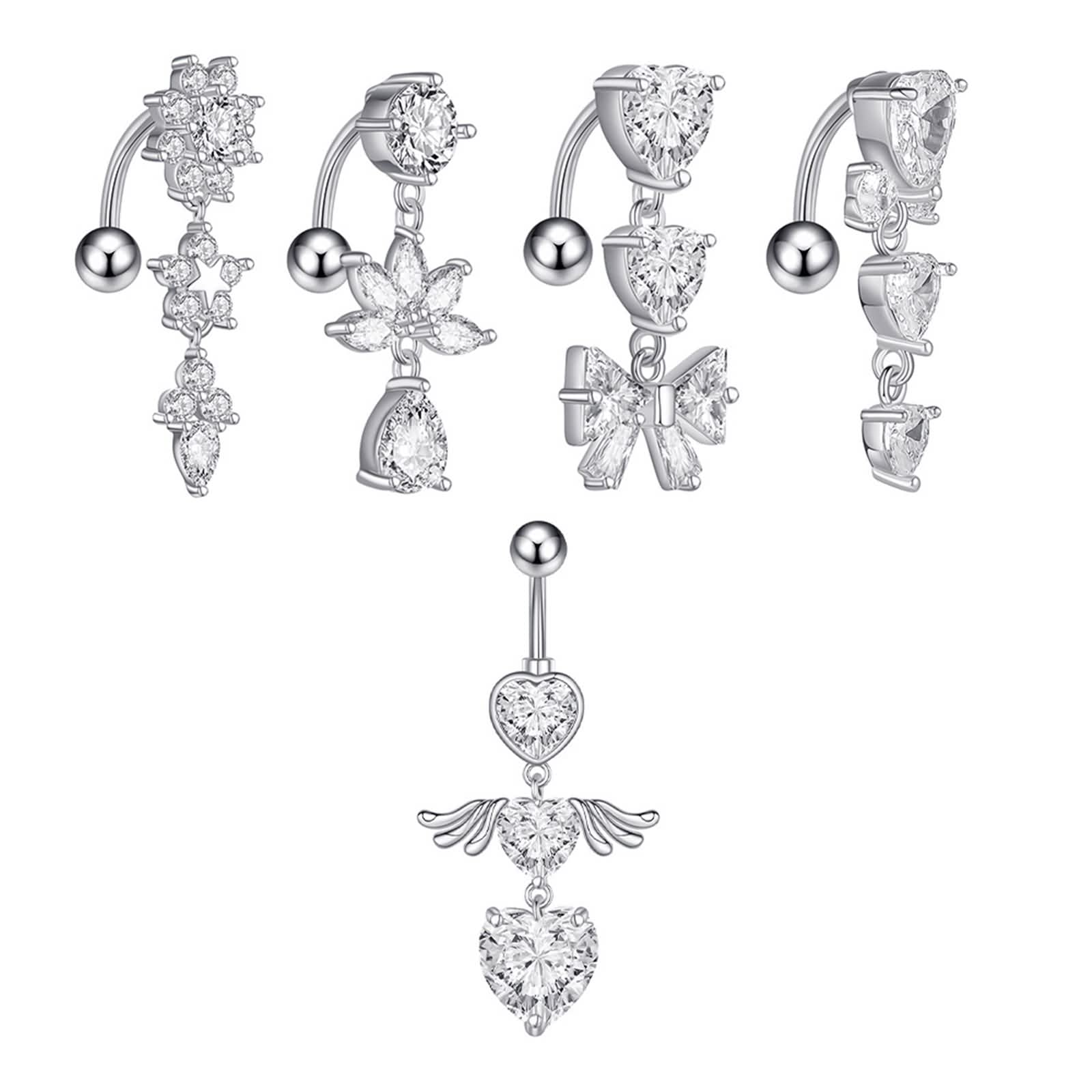 Bauchnabelpiercing Chirurgenstahl Banane, Bauchnabel Piercings 14G Schmuck Set Invertiert Geschenke Damen