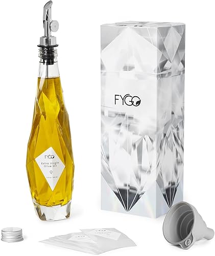 Miniatura 1 de Diamond Lux - Dispensador de botellas de aceite de oliva de vidrio de 12 onzas, vinagre y aceite con vertedores y embudo, jarra de aceite de oliva