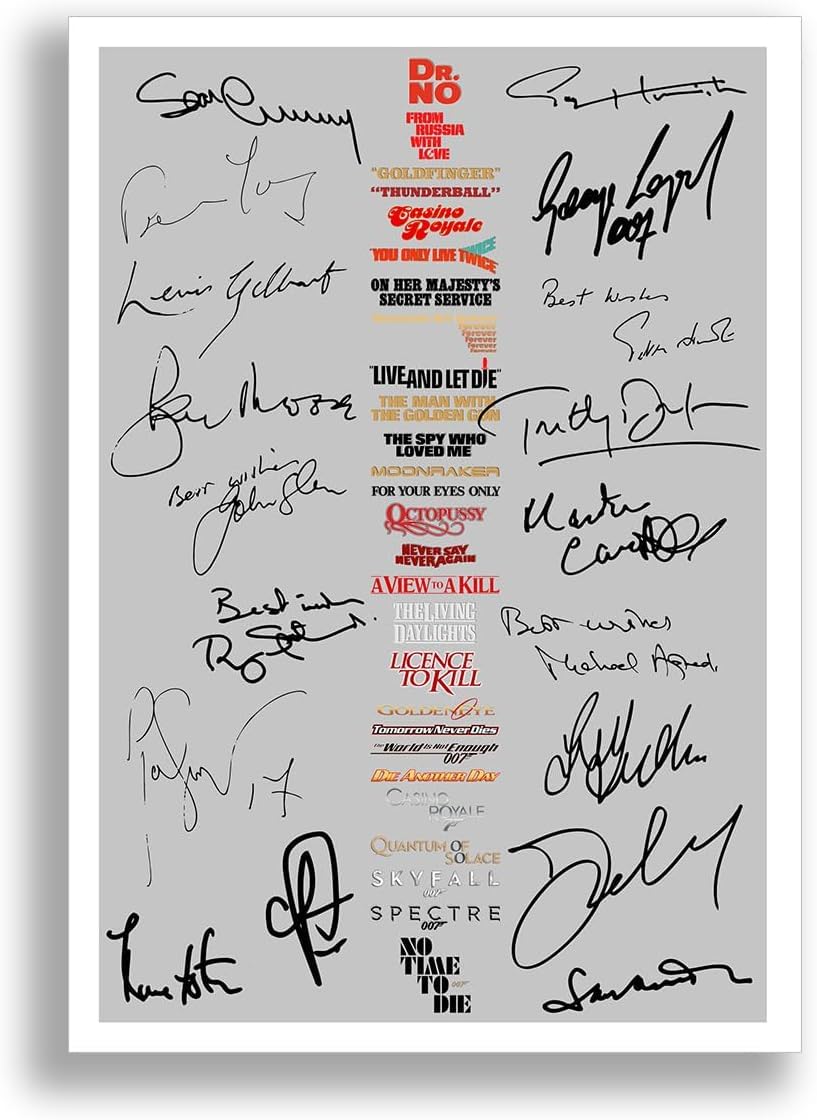 Mounted Gifts James Bond 007 all Actors and Directors Cast Signed A4 Poster Photo Print Framed Autograph Gift Movie Film Sean Connery Roger Moore Daniel Craig (A3 POSTER ONLY)