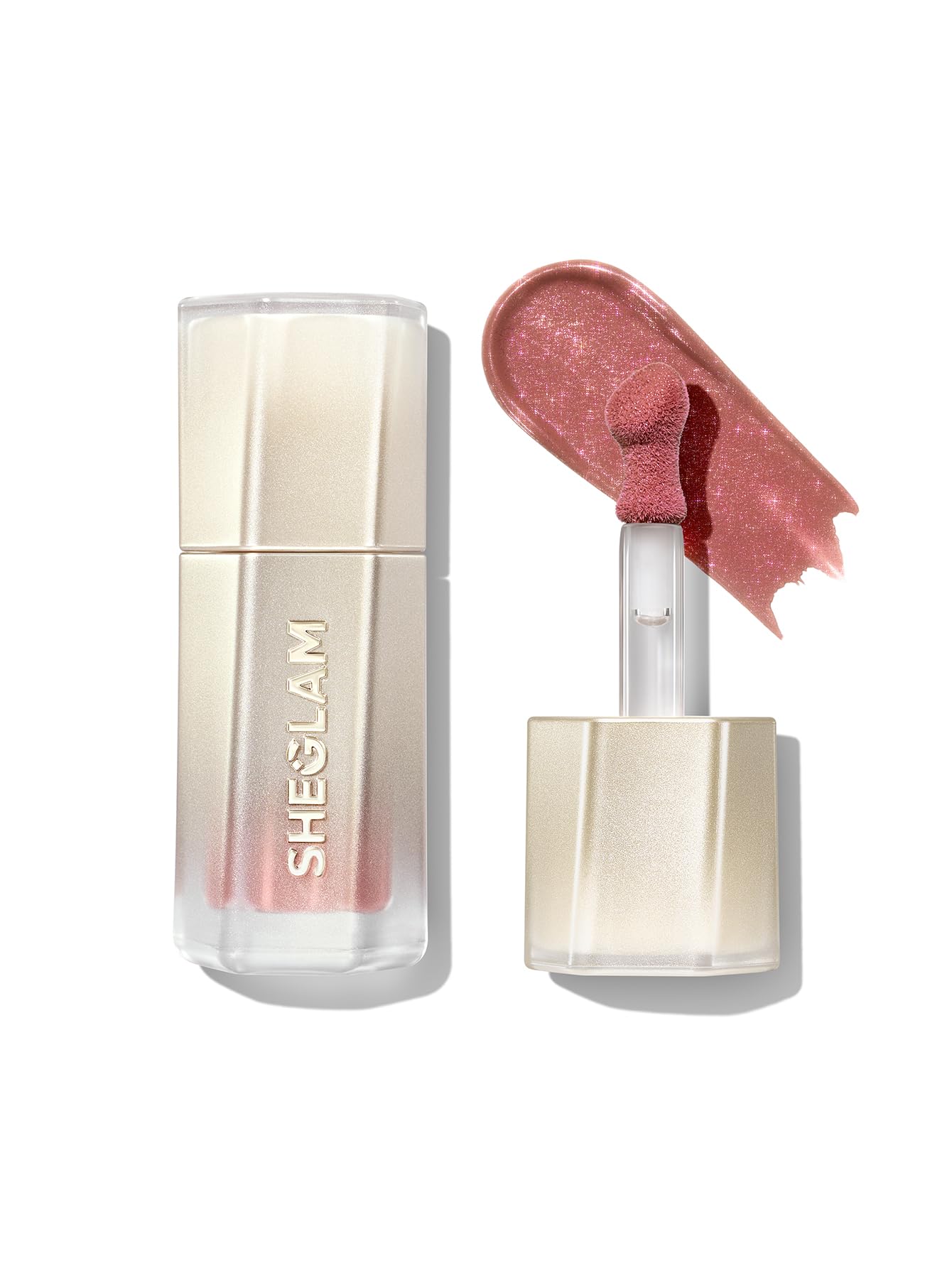 SHEGLAM Stardust Swipe Glitter Liquid Lipstick High Shine Lip Gloss-034 Bare Nebula