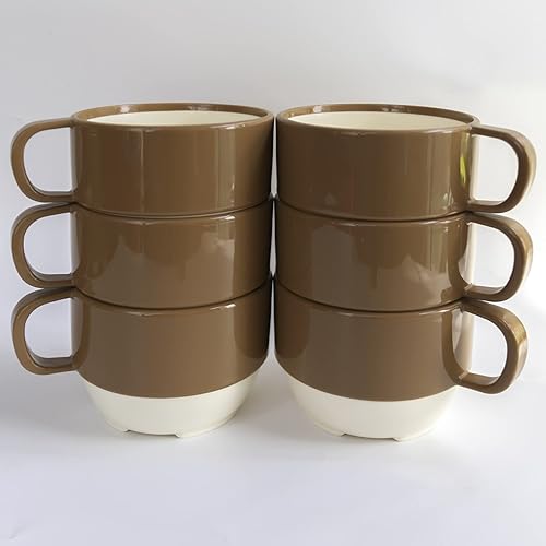 Miniatura 4 de Tazas de café de plástico apilables de 11 onzas con asa (paquete de 6), taza de fiesta ligera para niños y adultos y ancianos, aptas para