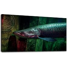 24"x 48" Canvas Wall Art Arapaima largest fresh water fishes Oceanarium Framed Pictures Painting Prints Large Wall Art for Living Room Bedroom Abstract Home Wall Decor Artwork