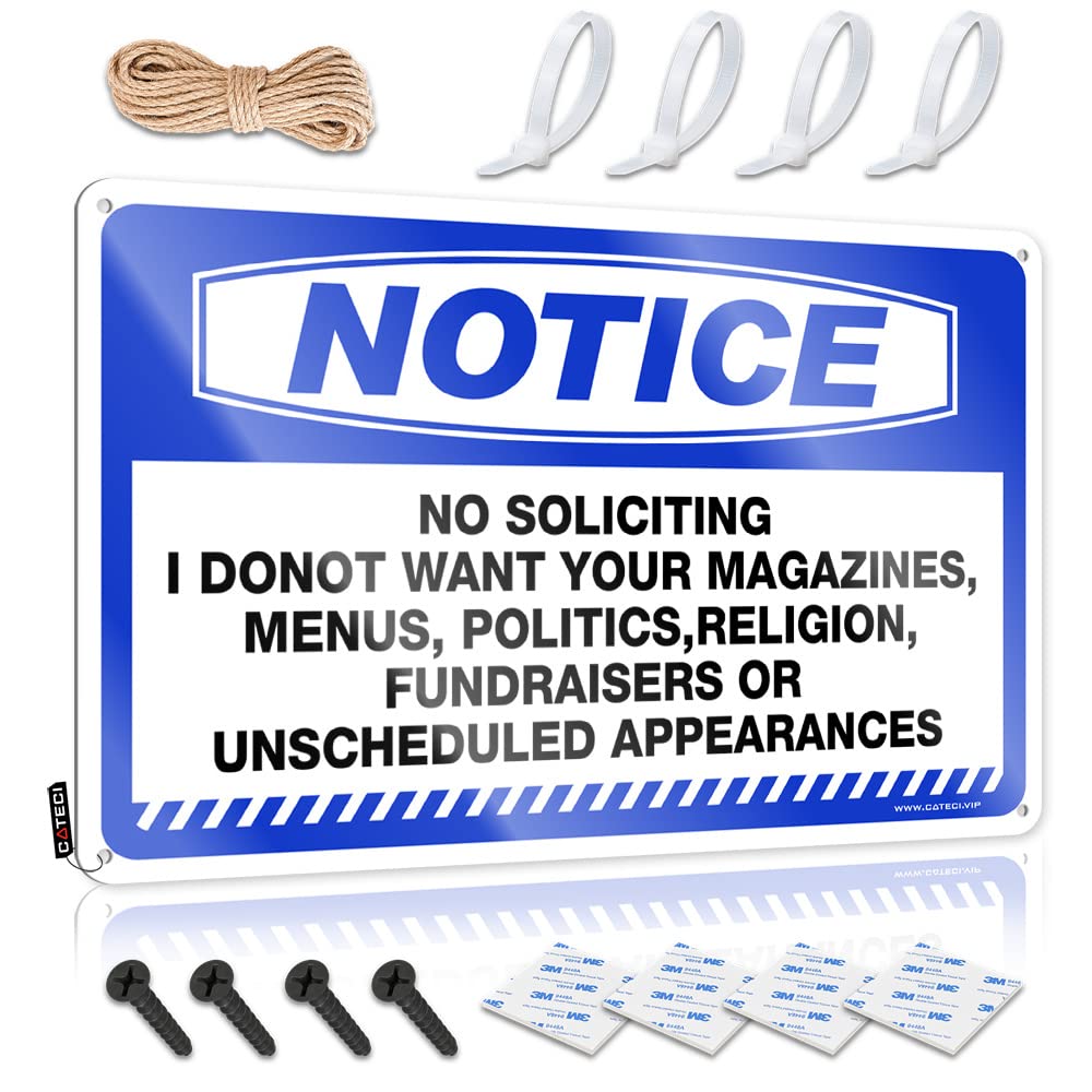 Cartello Divertente 'No Soliciting' In Latta - Decorazione Per Porta D