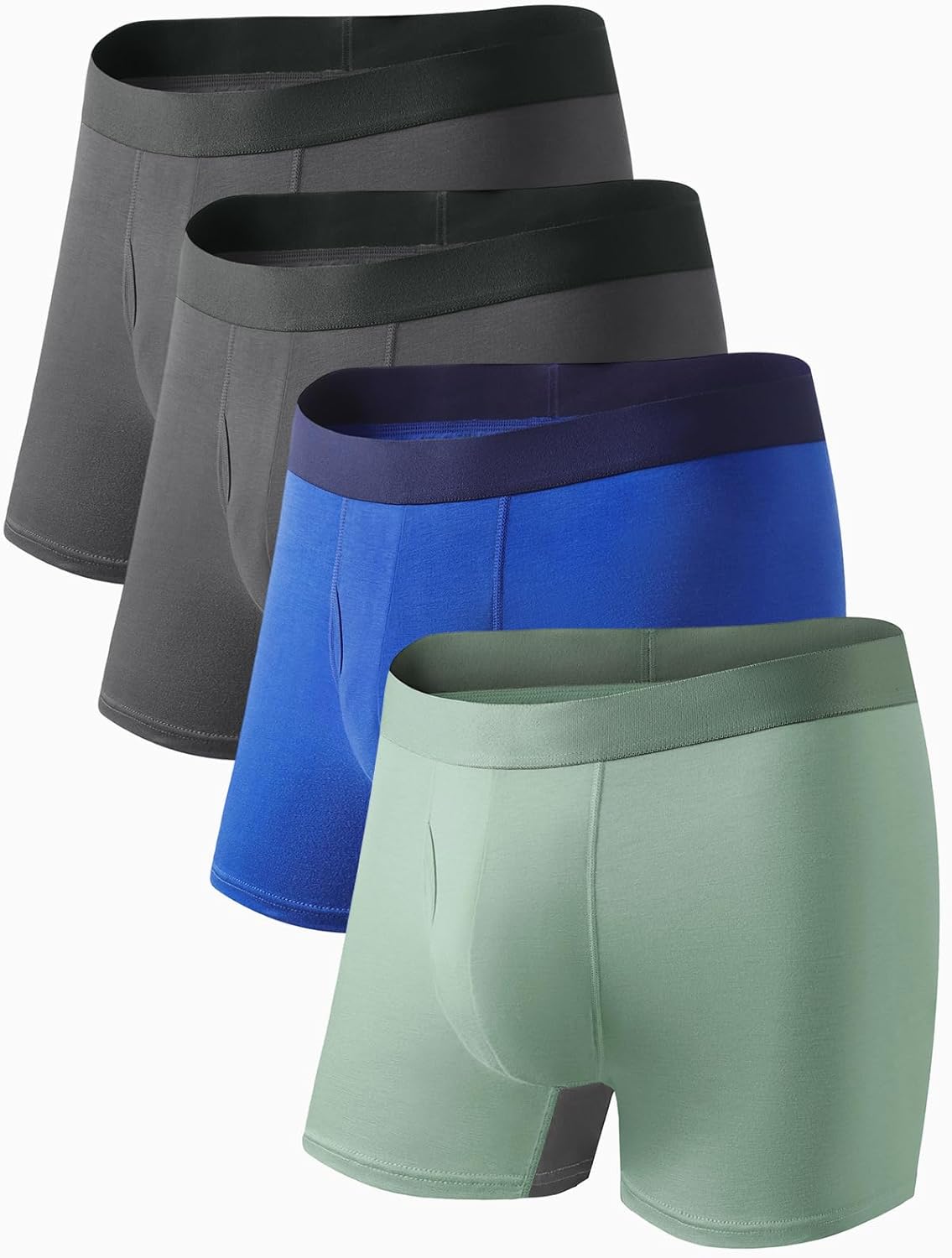 Auxo Mens Boxer Briefs Underwear Modal Breathable No Riding Up Moisture Wicking 4 Pack