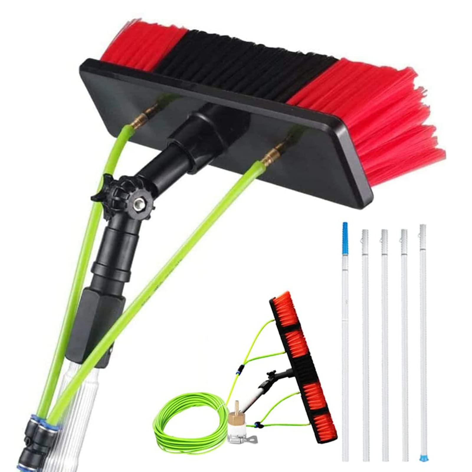 Poteau de nettoyage de vitres télescopique de 5 à 11m avec brosse alimentée en eau pour toiture