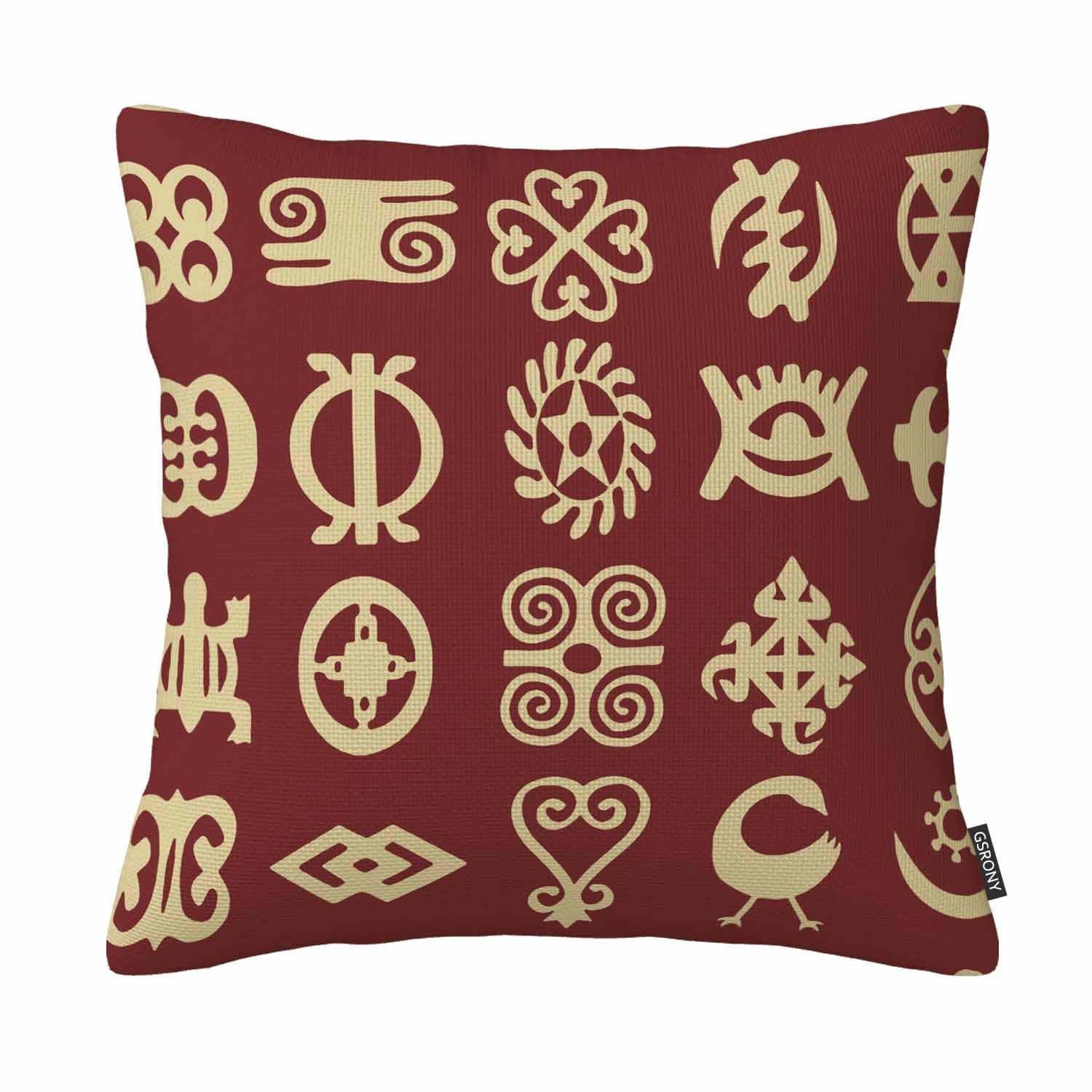 Gsrony Blue Adinkra African Symbols Ancient Script Wisdom Pillow Cover Cotton Linen 18X18 Inch Pillowcase Cushion Cover
