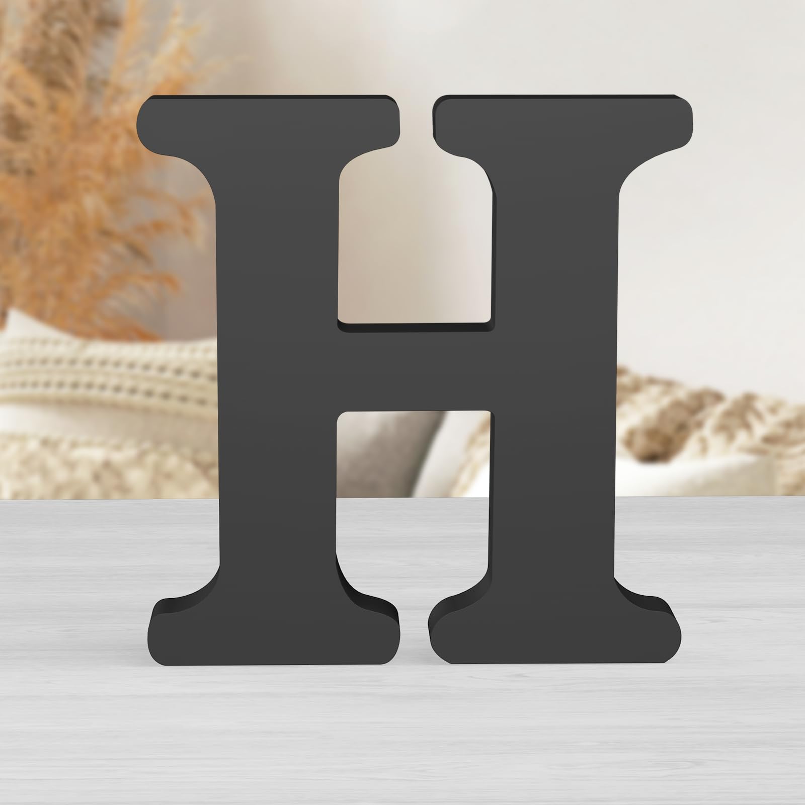 Zaruatu 8 Inch Black Wood Letters Unfinished Wood Letters for Wall Decorative Black Retro Standing Letters Sign Board Decoration for Craft Home Party