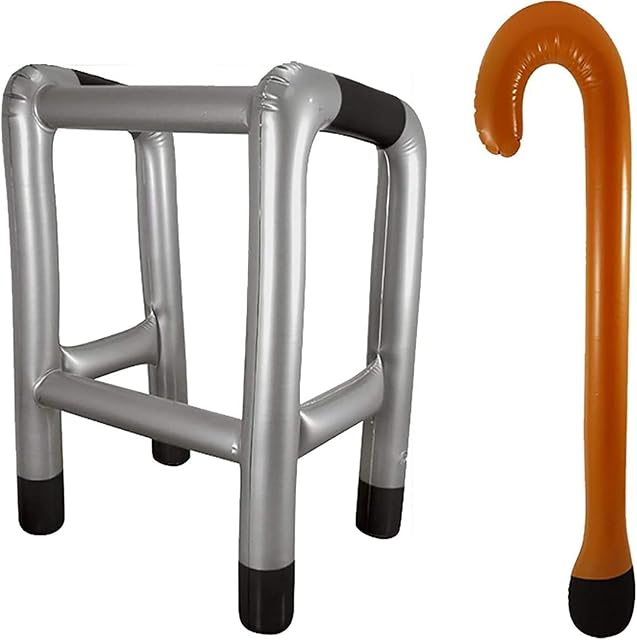 Inflatable Walking Stick Blow Up Zimmer Frame Joke Dress Up Gift Present Fancy Dress Party Wear Accessory