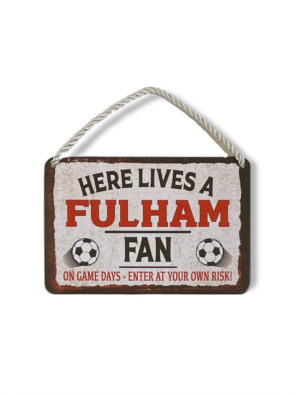 Metal Tin Sign - Fulham Football Soccer Sports - Wall Plaque Retro Vintage 18X12 Cm Decorative Sign - For Bar Pub Dining Room Kitchen Bedroom Office Garage - Funny Stylish Gift