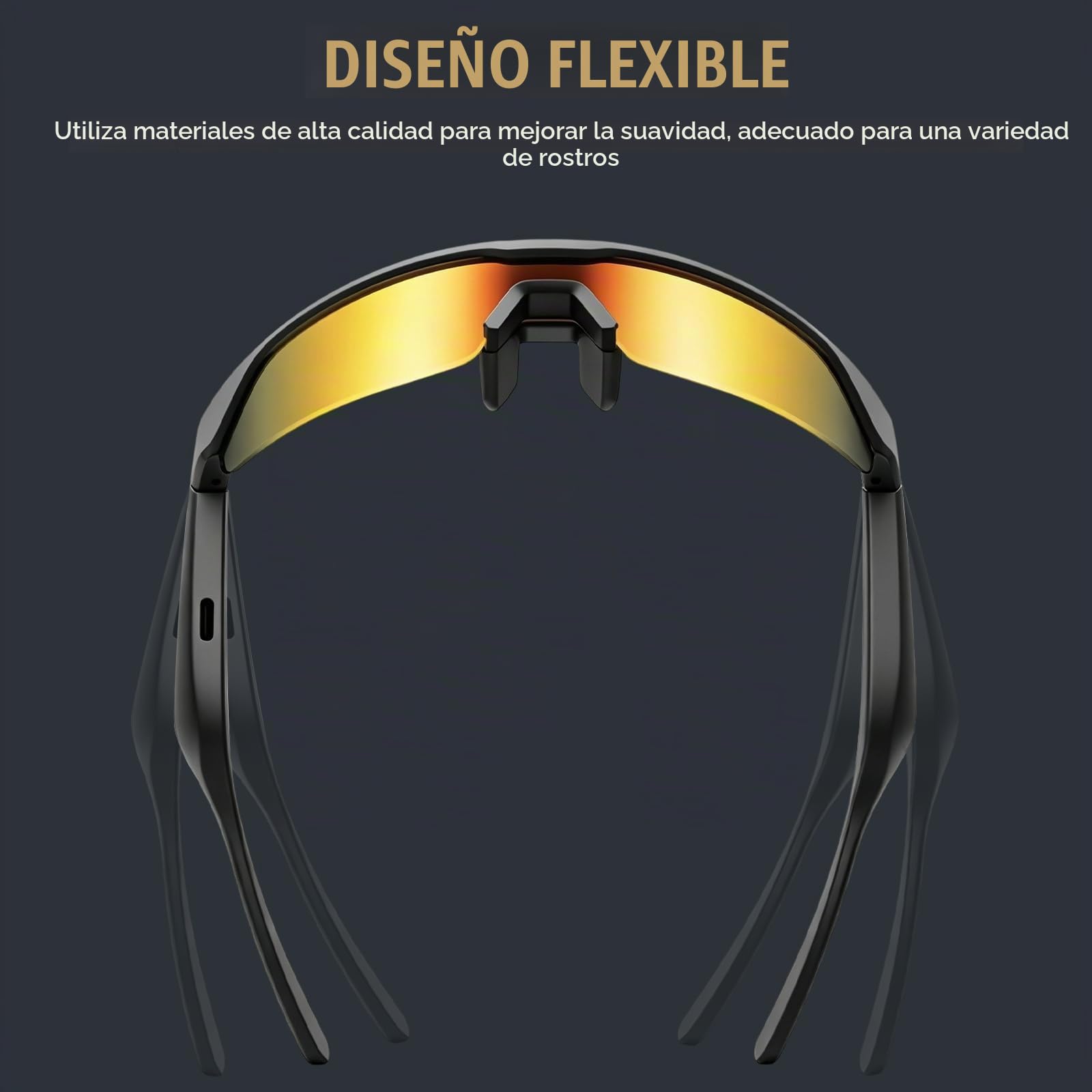 Gafas de Ciclismo Inteligentes con Bluetooth, Audio Estéreo Inalámbrico, Cancelación de Ruido, Protección UV, Navegación por Voz, Adecuadas para Alpinismo, Esquí y Carrera