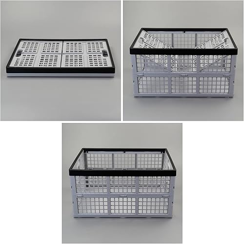 Miniatura 3 de Parlynie Paquete de 2 cestas plegables grandes de 40 L, cajas plegables de plástico, color gris