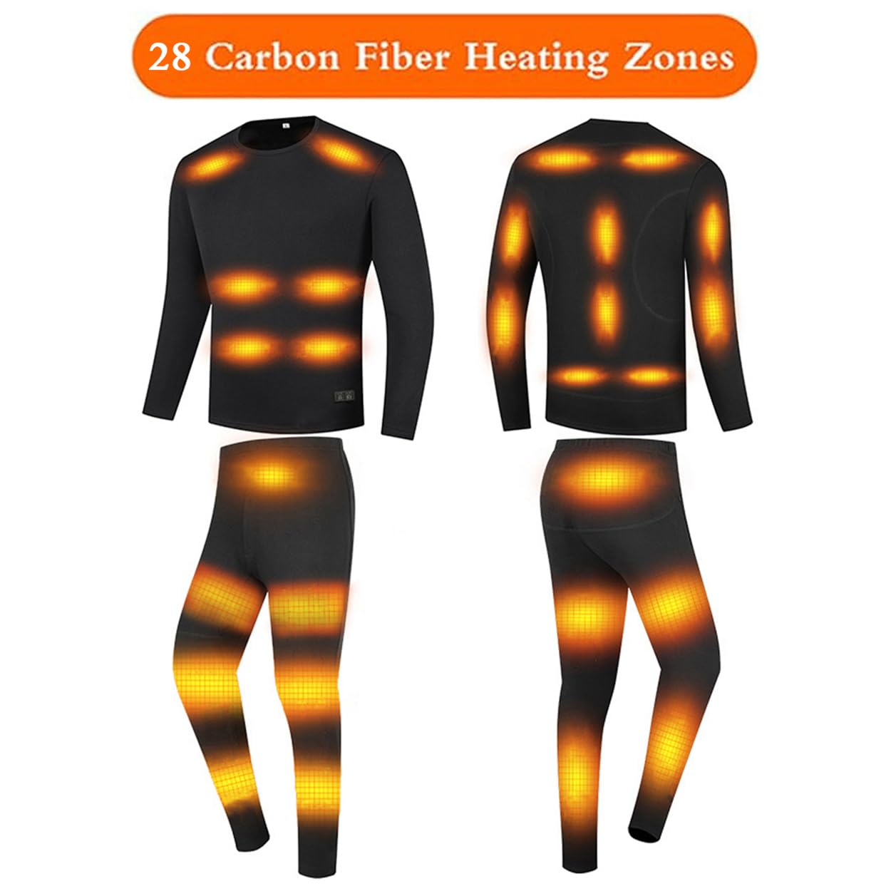 Damska podgrzewana bielizna termiczna, 28 stref Fever Soft Fleece Lined USB Electric Heat Base Layer Long Johns Suit