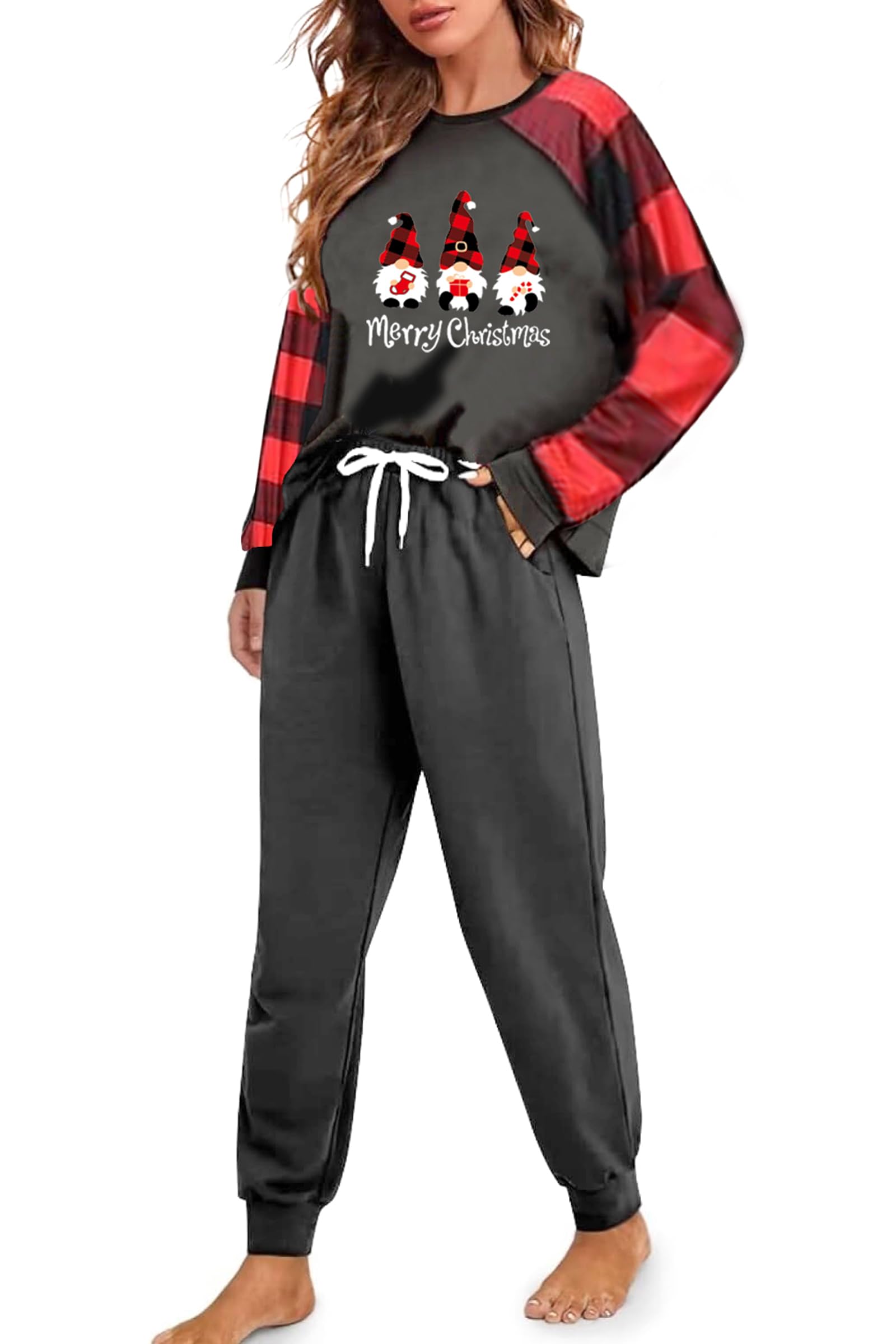 OCEANLUX Women's Christmas Pajamas Set 2 Piece Outfits Joggers Sweatsuits Tracksuit Lounge Suits