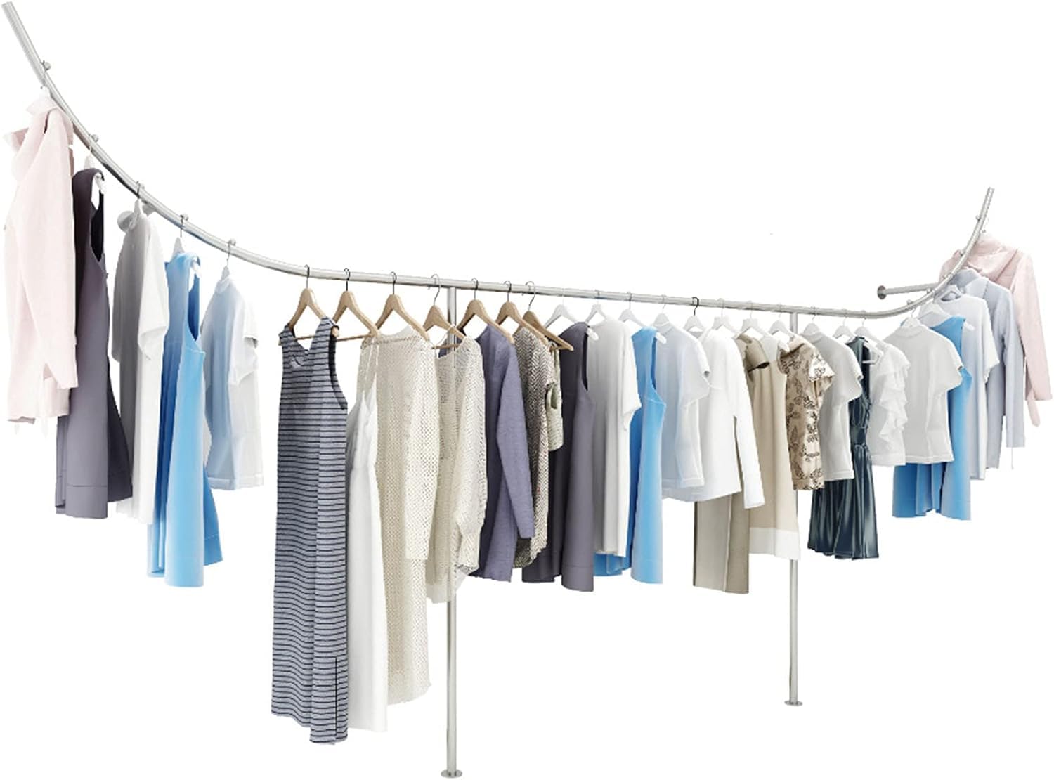 Portant mural doré en fer pour optimiser l'espace des petites boutiques de mode