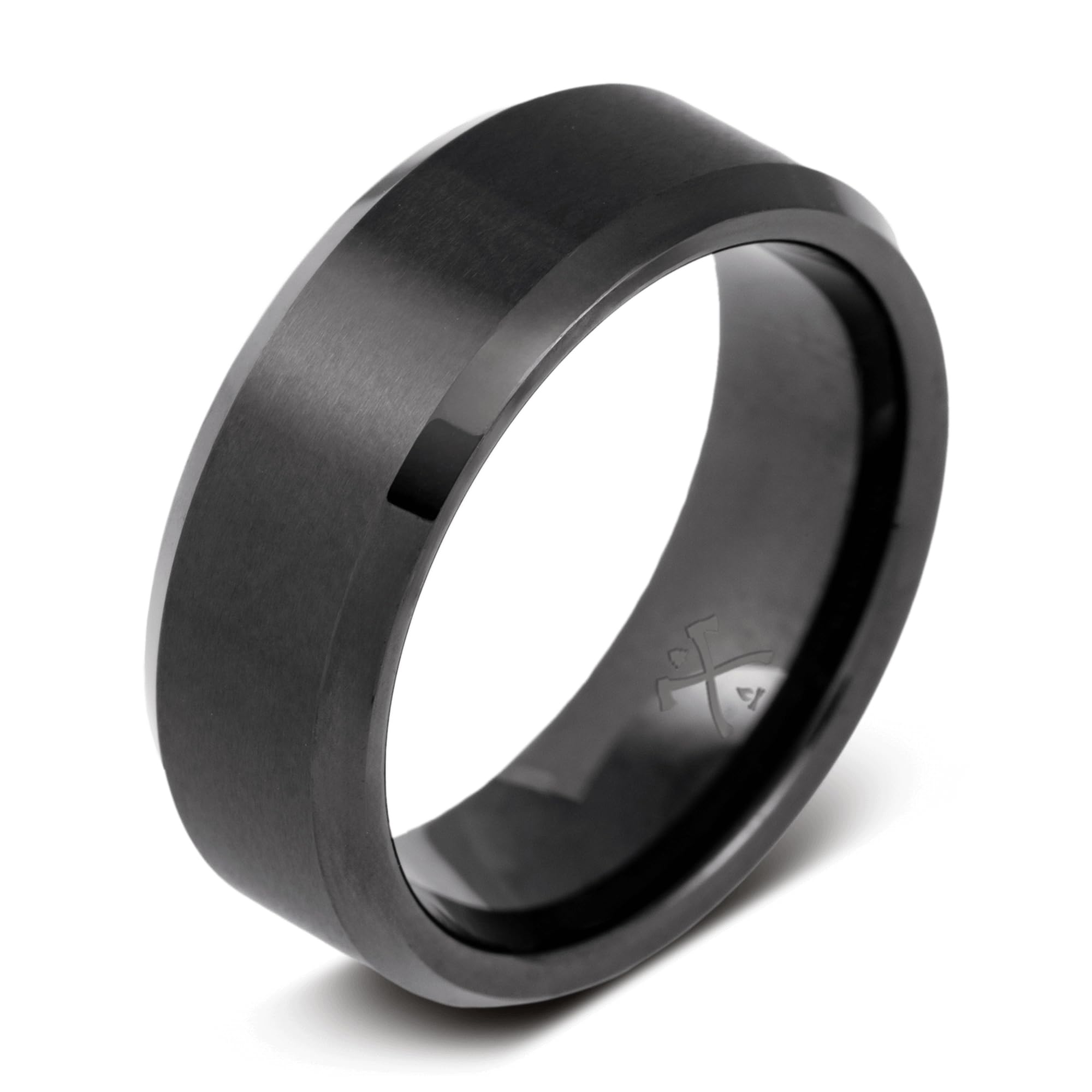 Manly Bands: Mens Black Plated Tungsten and Black Zirconium Wedding Bands and Rings - Comfort Fit and Stylish Black Rings for Men, Free Silicone Ring