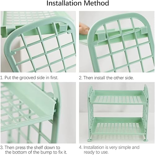 Miniatura 3 de Estante de escritorio para almacenamiento de artículos de papelería, estante de plástico multifuncional de 2 niveles, organizador de maquillaje para