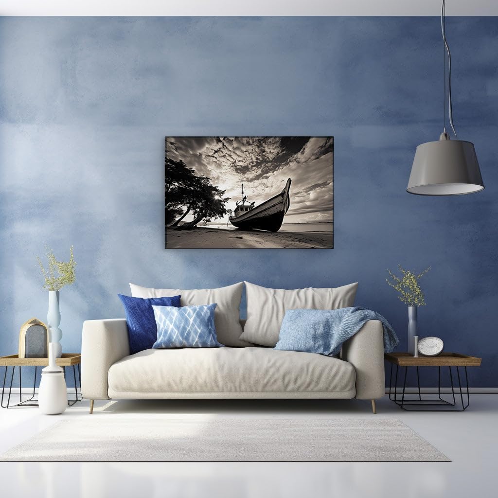 Canvas for Living room. Whispers of Yesteryear: Serenity in the Sand, 27 x 18 inch Canvas Wall Art - Contemporary Masterpieces - Modern Home Decor