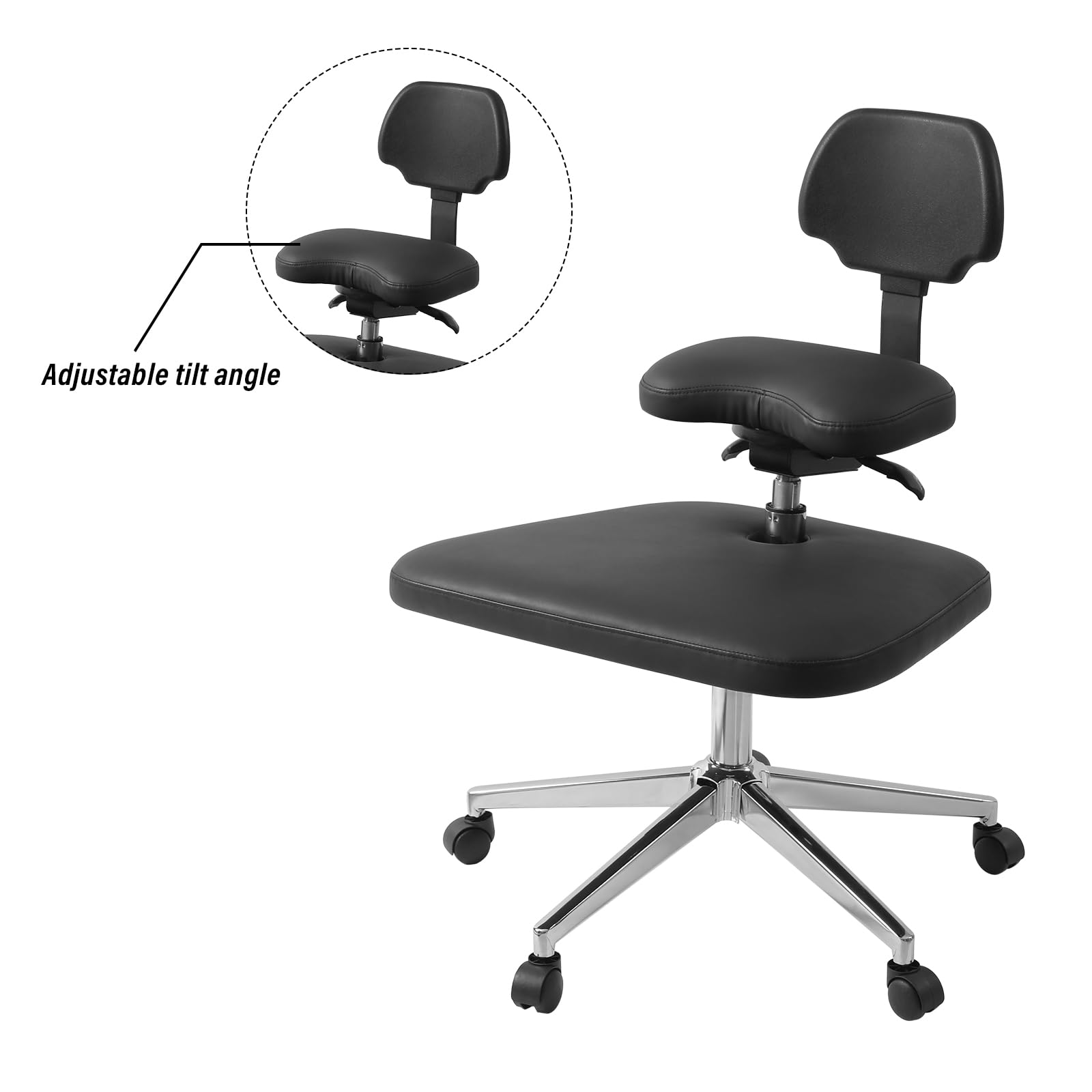 Roetell Stuhl mit gekreuzten Beinen, Kniestuhl mit Lendenwirbelstütze und verstellbarem Neigungswinkel, Ergonomischer Bürostuhl für Büro, Zuhause und Yoga-Enthusiasten, Meditationsfanatiker (Schwarz)