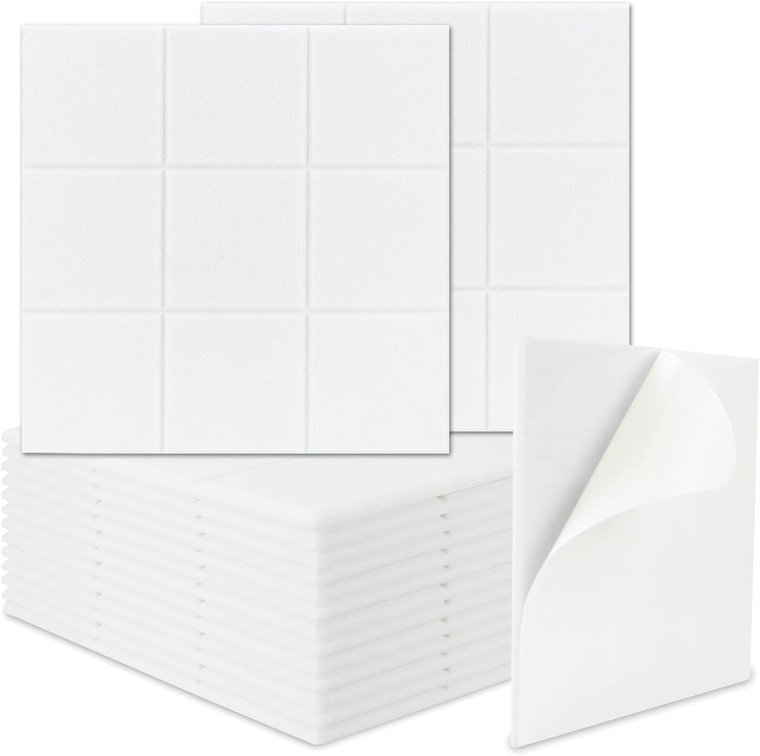 BXI Sound Absorber - 16 Pack Self-adhesive 12 X 12 X 0.4 Inches Acoustic Absorption Panels, Tackable Sound Absorbing Panels for Wall and Ceiling Acoustic Treatment