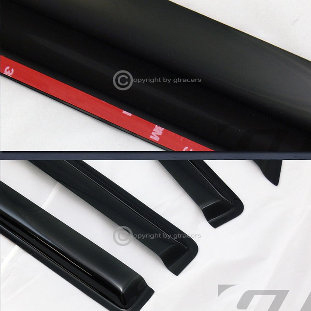 Non-in Channel Dark Smoke Tint Sun/Rain/Wind Guard Deflectors Window Visors 4 Piece Set 2004-2008 Compatible with Ford F150 Super Crew Cab/Lincoln Mark LT Models