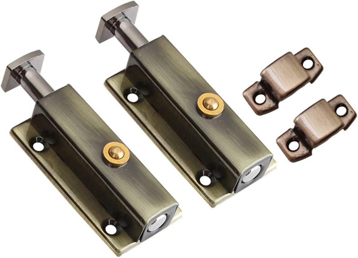 Sliding bolt door latch, Door Automatic Spring Latch Lock Multicolor 3-4 inches(Red Copper,3 in)