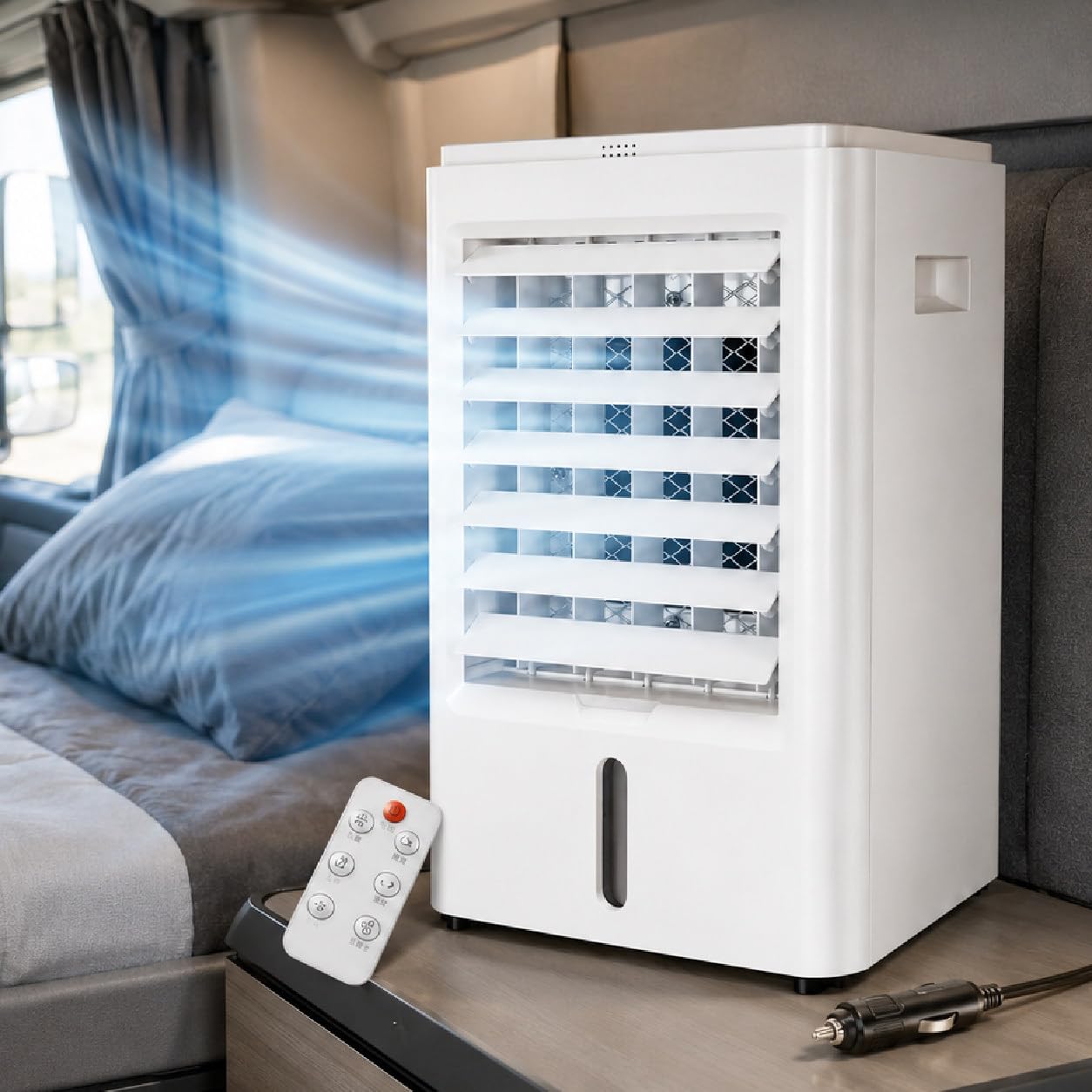 Pedenencelia Multicolor 4-In-1 Rv Air Conditioner/Portable Evaporative Car Air Cooler With Remote Control, Mini Rv Cooling Fan Ac Unit With 3 Speed Settings, Caravan Air Conditioner, Van 24V