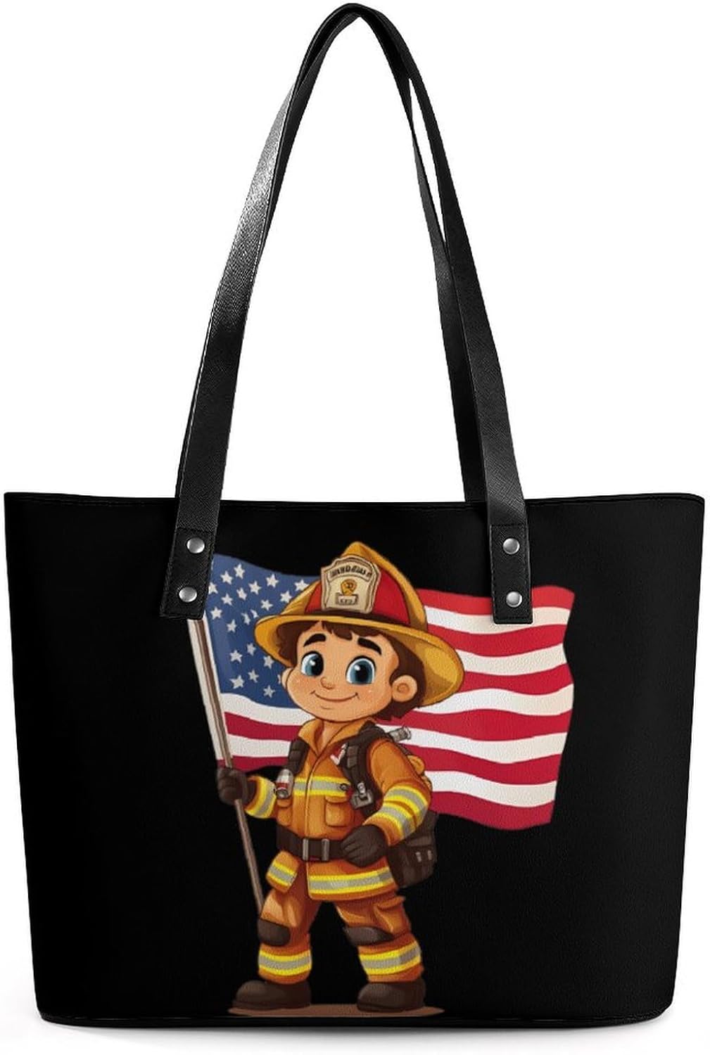 Firefighter Fireman U.S. Flag Women's Satchel Handbags Tote Shoulder Bag Purses for Travel Shopping Work