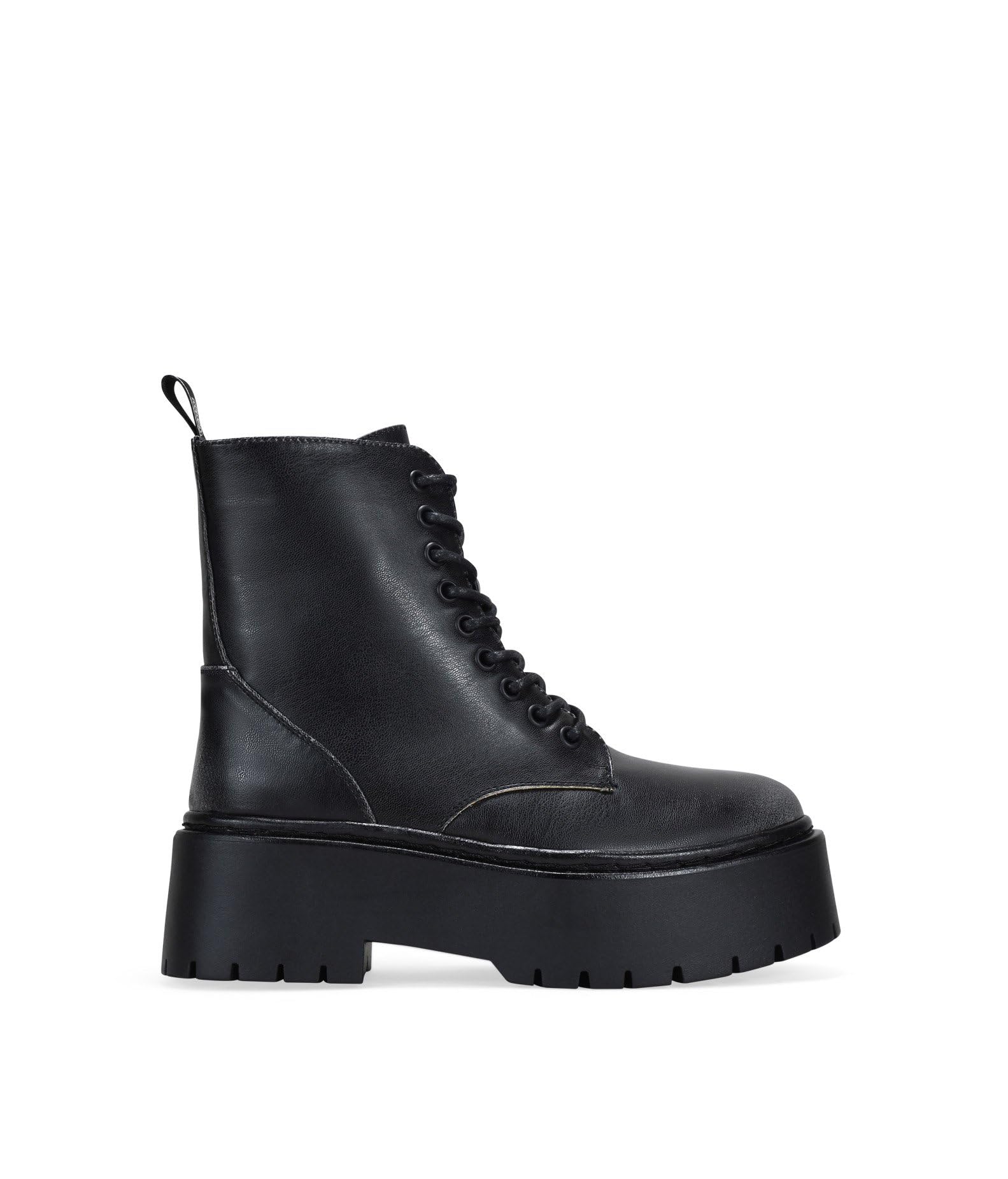 BOSANOVA Botas Militares Negras Punk para Mujer Cordones Vertical Suela Plataforma 4.5 cm Cremallera Interior 39