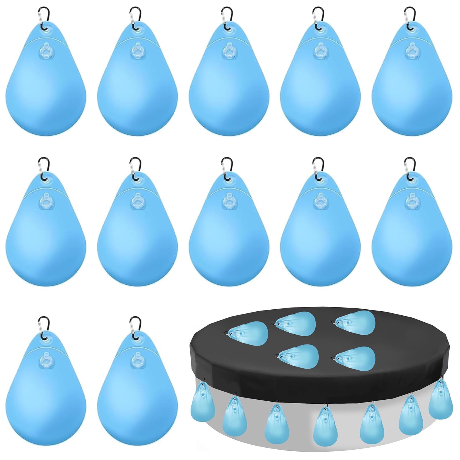 Halloween Poolabdeckungs-Gewichte – 8 Stück Kürbis-Wasserbeutel, Dickes PVC, Für Oberirdische Pools