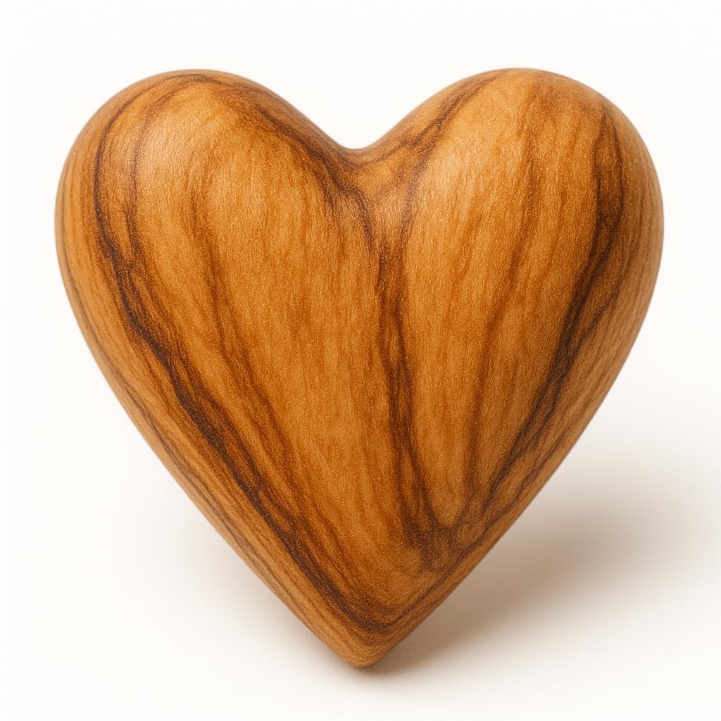 Zuluf Set mit 10 Olivenholz-Herzen, 4,3 x 3,8 cm, Großpackung, handgeschnitzte Holzherzen, Hochzeitsgeschenke, Party-Set, Valentinstag, Schüsselfüller, rustikale Heimdekoration, handgefertigt in