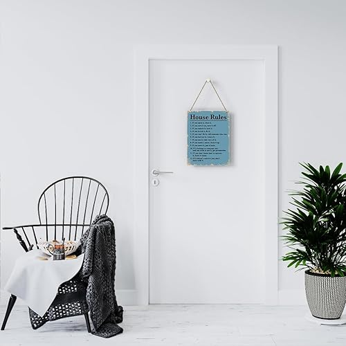 Miniatura 6 de Letrero colgante de madera con reglas de la casa, decoración del hogar, arte de pared para sala de estar, cita inspiradora para la familia, letreros