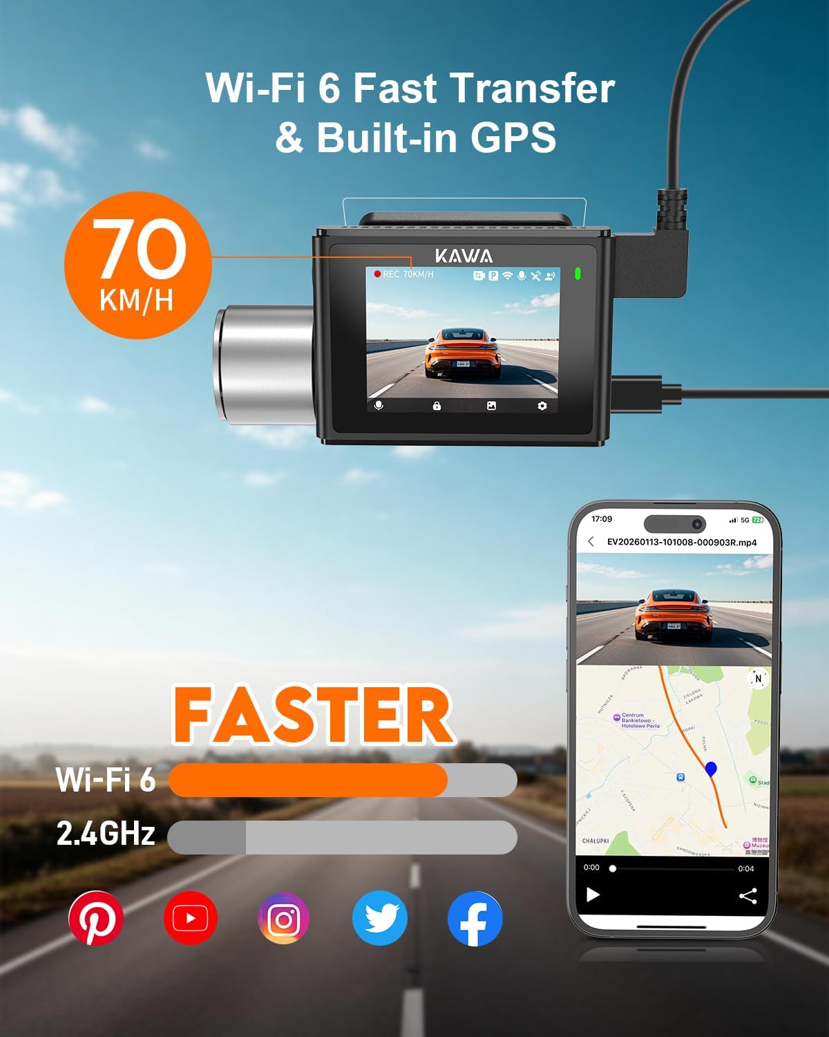 4K Dash Cam Front and Rear, Voice Control, Free 64GB Card, Wi-Fi6 Dual Dash Camera for Cars, Built-in GPS, 2” Screen, 2K HDR, NightEagle Engine, 24H Park Mode, Smart Dashcam 5 61K2idModnL. AC SL1500