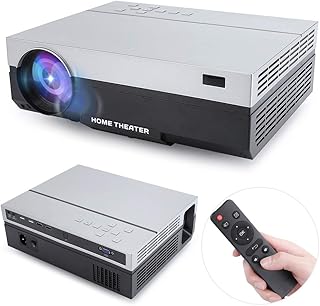 Household Projector, Portable HD 4K 1080P Video Projector, Surround Stereo Dual Sound Cavity, 30,000 Hrs LED Lamp Life,Compatible with VGA/AV/HDMI/USB (Standard Version UK Plug)