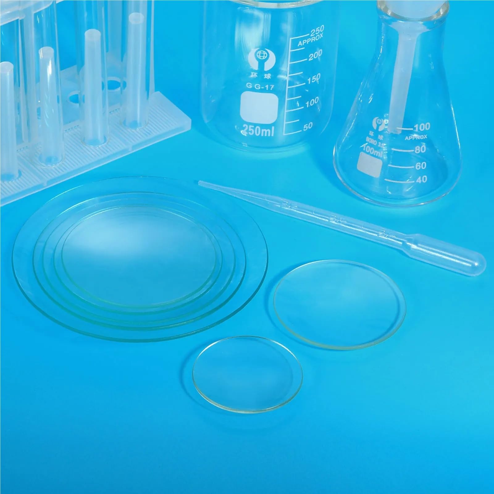 Tapa de Vidrio de Laboratorio con Bordes Lisos y Arco Biselado. Material de Vidrio de Laboratorio. Plato de evaporación de 50 a 150 mm de diámetro.(120mm 4Pcs)