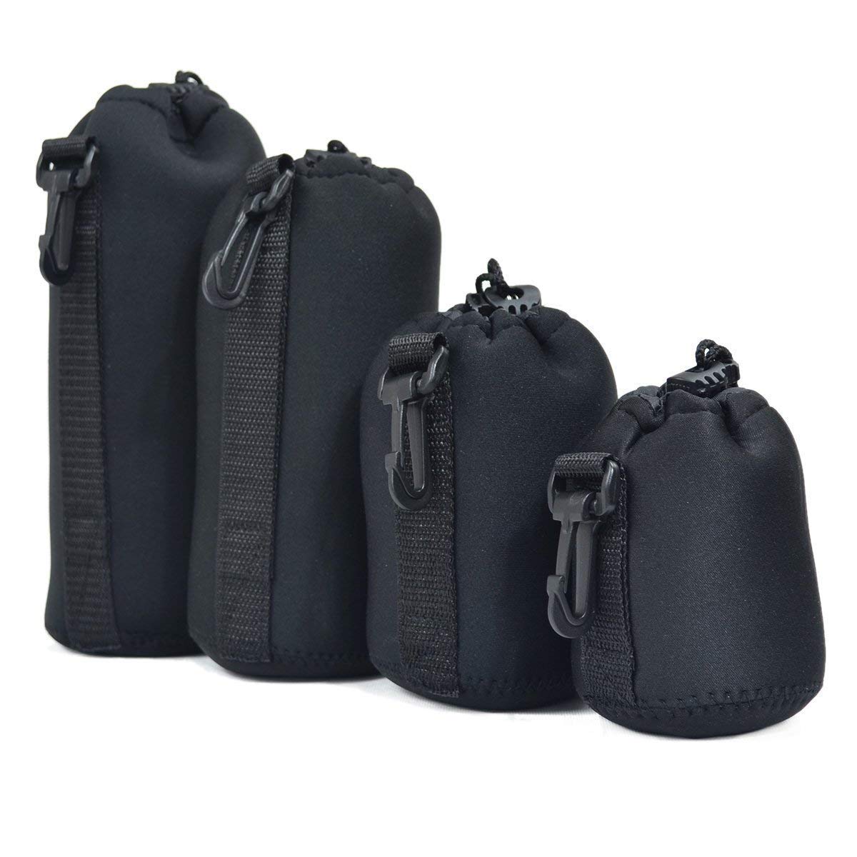 DigicarePack of 4 Thick Protective Neoprene Lens Case Pouch Set for DSLR Camera Lens Neoprene Lens Cap