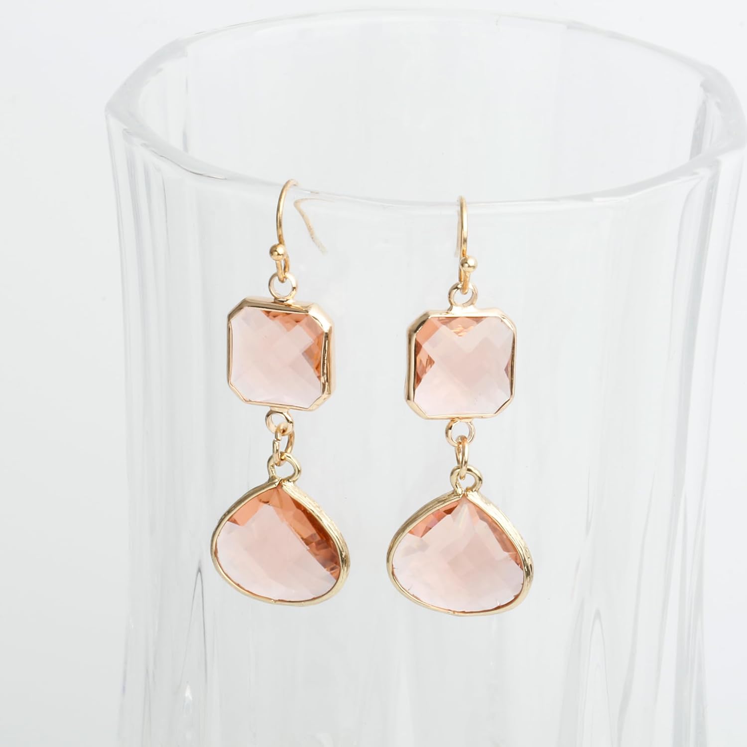 Topaz Dangle Earrings for Women Handmade Crystals Gold Plated Drop Earrings - Image 6