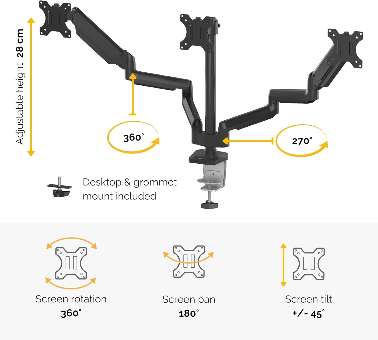 Crаzу Dеаlѕ Fellowes Platinum Series Adjustable Triple Monitor Arm (8042601), Black Suреr Brаndѕ Fellowes Platinum Series Adjustable Triple Monitor Arm (8042601), Black