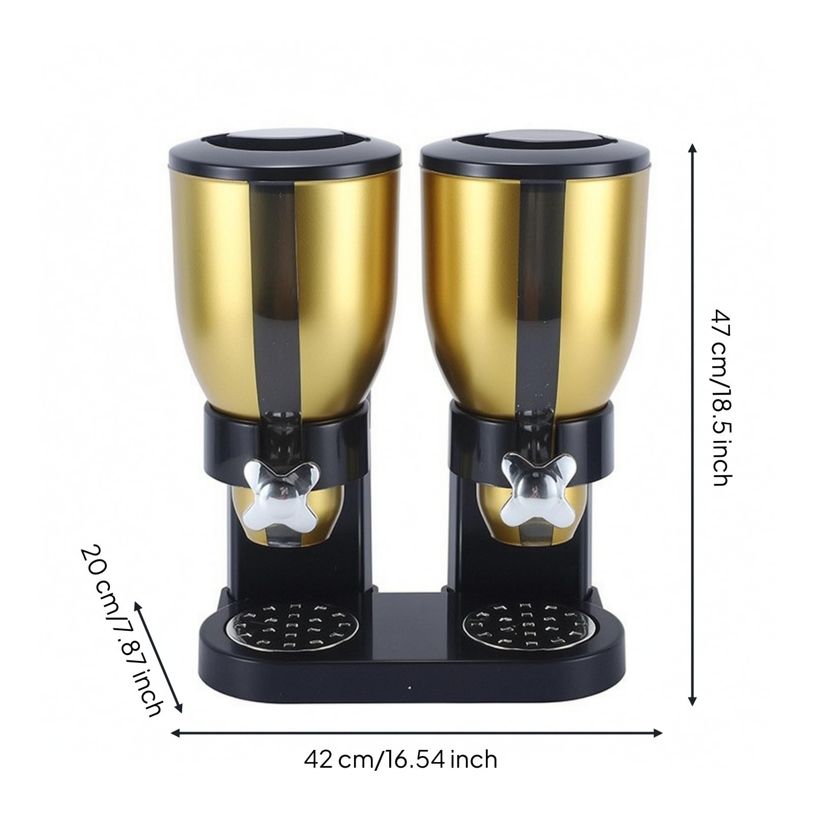 Dispenser per Cereali Due Scomparti Dosatore Preciso Facile da Usare per Area Self-Service Alimentare, Oro 4L Doppio