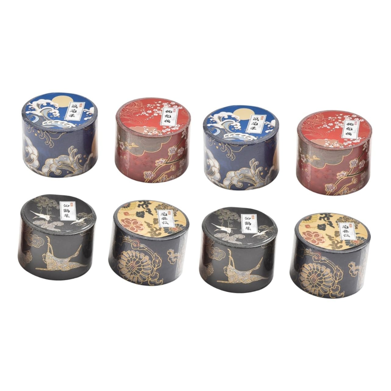 NUOBESTY 8rollos Cinta De Papel Washi Diseño De Hot Stamping Para Manualidades y Álbumes De Recortes Rama De Melocotón Olas Grulla Flores