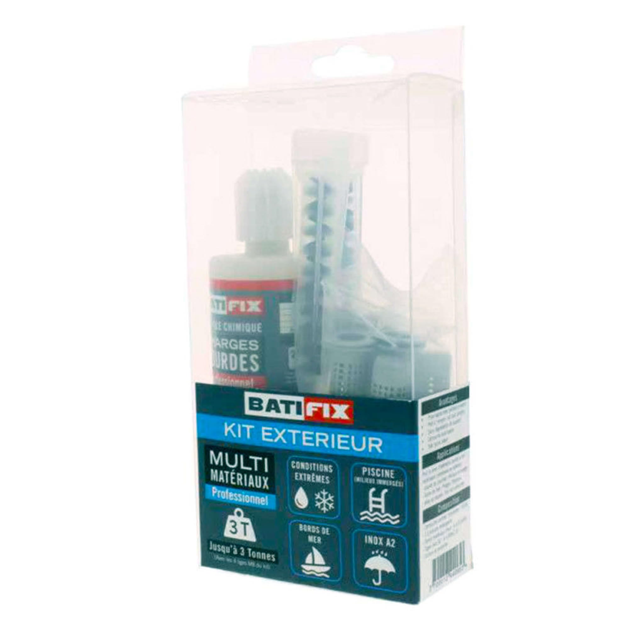 Kit scellement chimique Exterieur 165ML - 4 tamis 16X85-4 tiges filetées 8X110 Inox A2-4 écrous - 2 canules mélangeuses