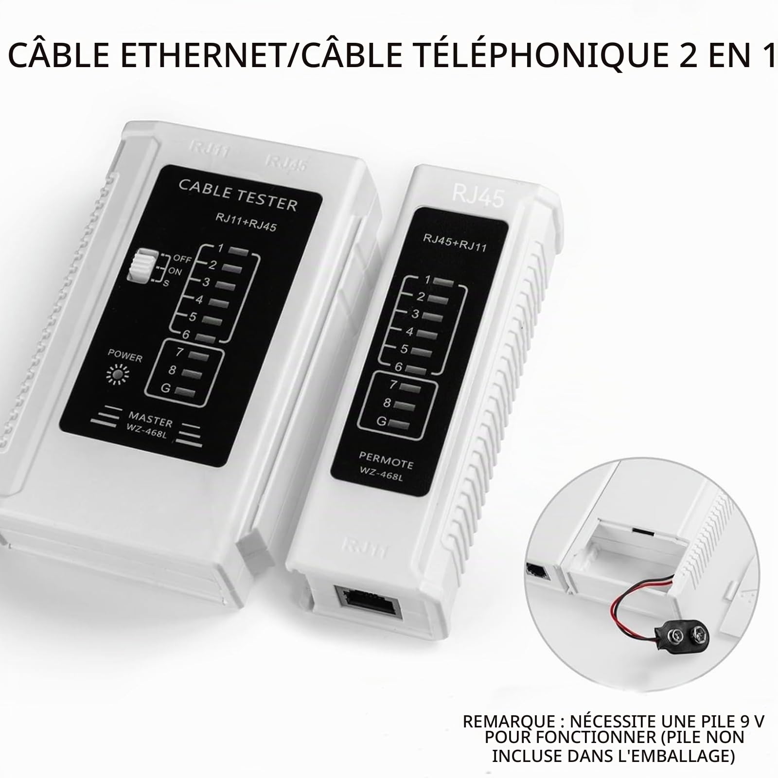 NEWFUN Pince RJ45, Pince à sertir RJ45, testeur RJ45, Testeur de Réseau, Pince à dénuder, Installation Professionnelle de Réseau, Cat5 Cat5e Cat6 Kit d'outils de Sertissage, 20 x Connecteurs RJ45