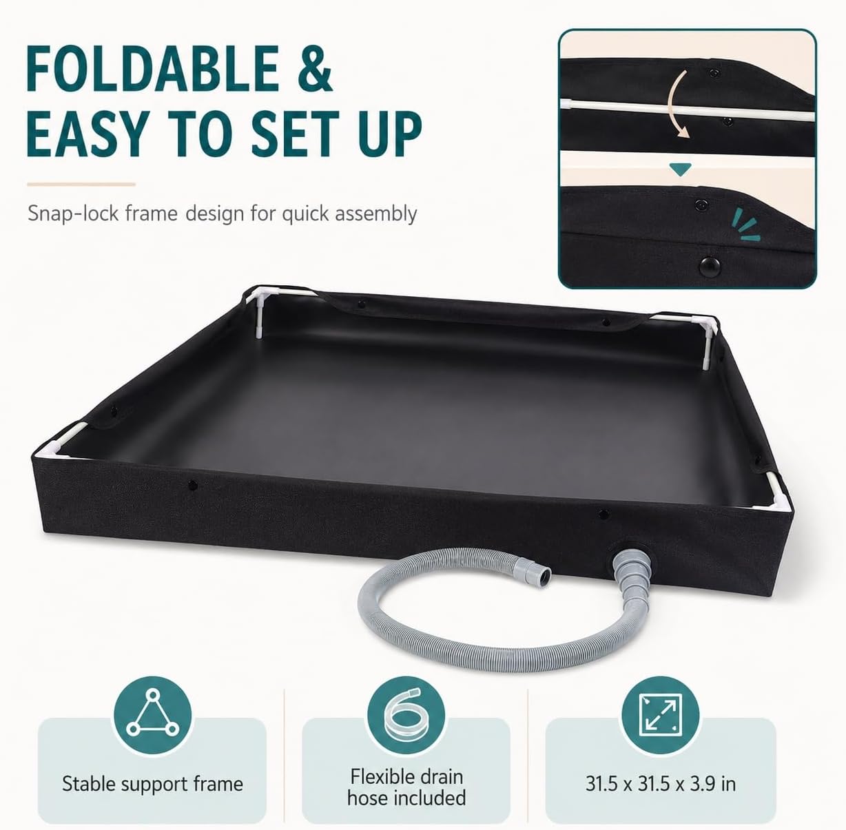Upgraded Portable Shower Pan, 31.5"×31.5" Foldable Camping Shower Base & Floor with Detachable Drain Pipe Ideal for Camping RV Outdoor Indoor, Portable Shower Stall image 3