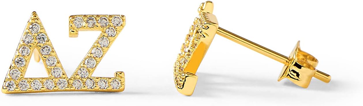 Sorority Shop Delta Zeta Earrings — DZ 18K Gold Plated Sorority Gifts Earrings, Long-Lasting Delta Zeta Gifts for Women