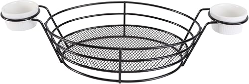 DOITOOL Cesta de papas fritas con taza de salsa, cestas reutilizables de alimentos para papas fritas para servir alimentos, bufé, cena, fiestas en