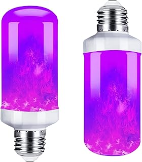 LeiNetfor Purple Flame Light Bulbs with Upside Down Effect,2 Pack LED Halloween Christmas Light Bulbs ,4 Modes Purple Outdoor Light Bulbs,E26 Base Christmas Decorations Light Bulbs, (2 Pack)