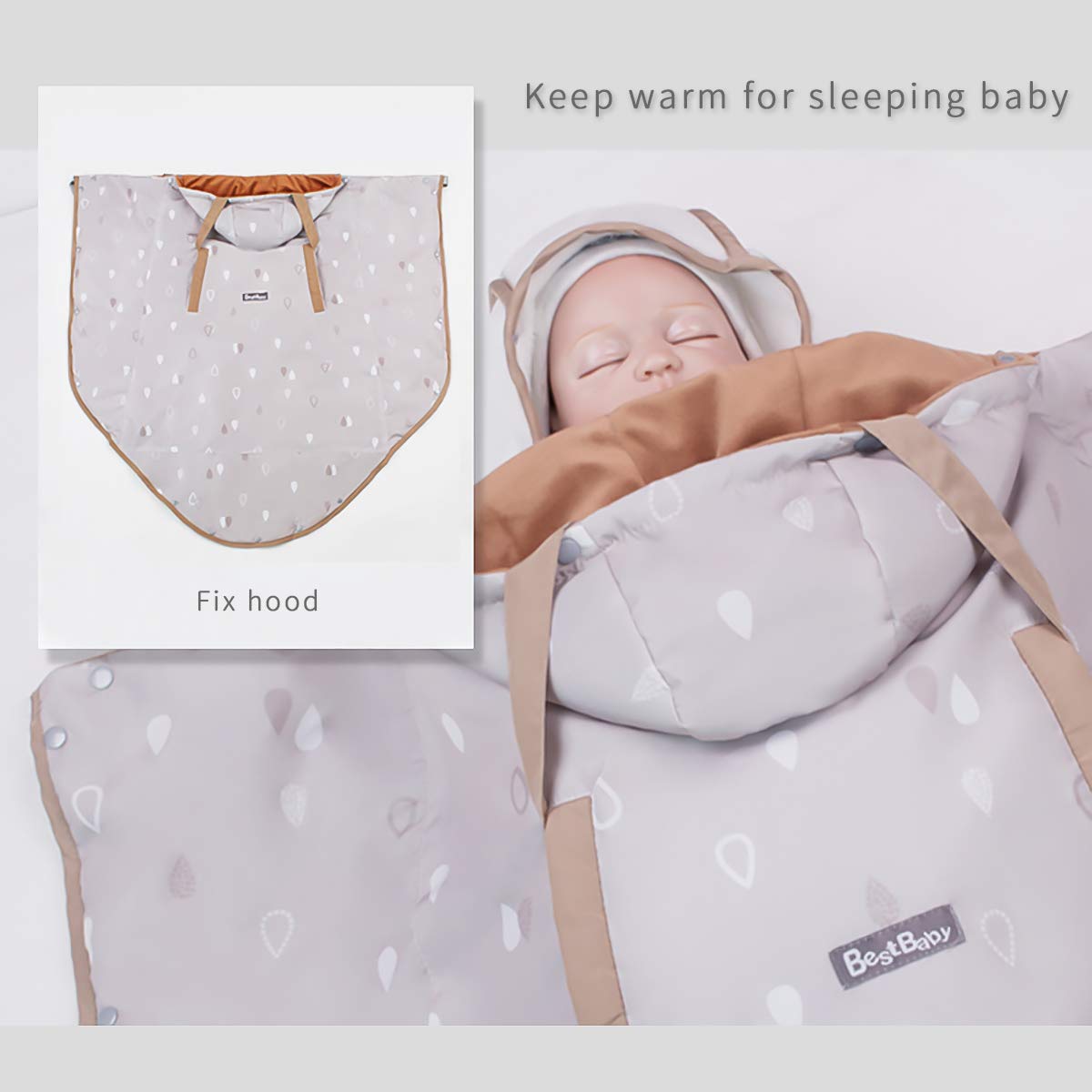 SONARIN Universale All Seasons Copertura per Marsupio,Copertina,mantello, antivento,Impermeabile,Fodera rimovibile per inverno caldo(Grigio Chiaro)